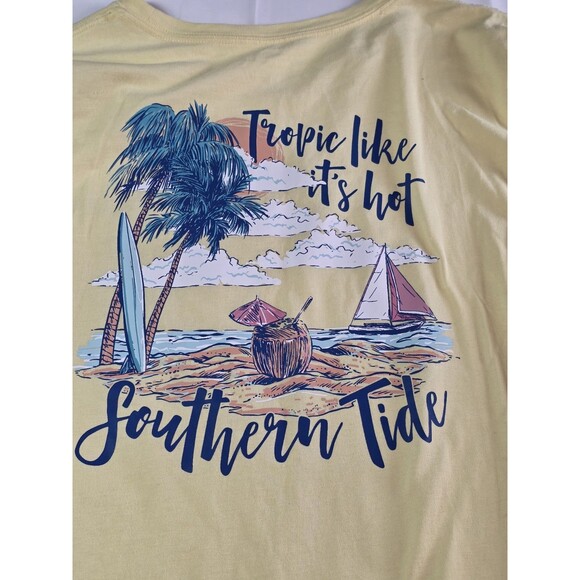 Southern Tide Unisex Adult Size Large Yellow Short Sleeve Shirt - Picture 7 of 7